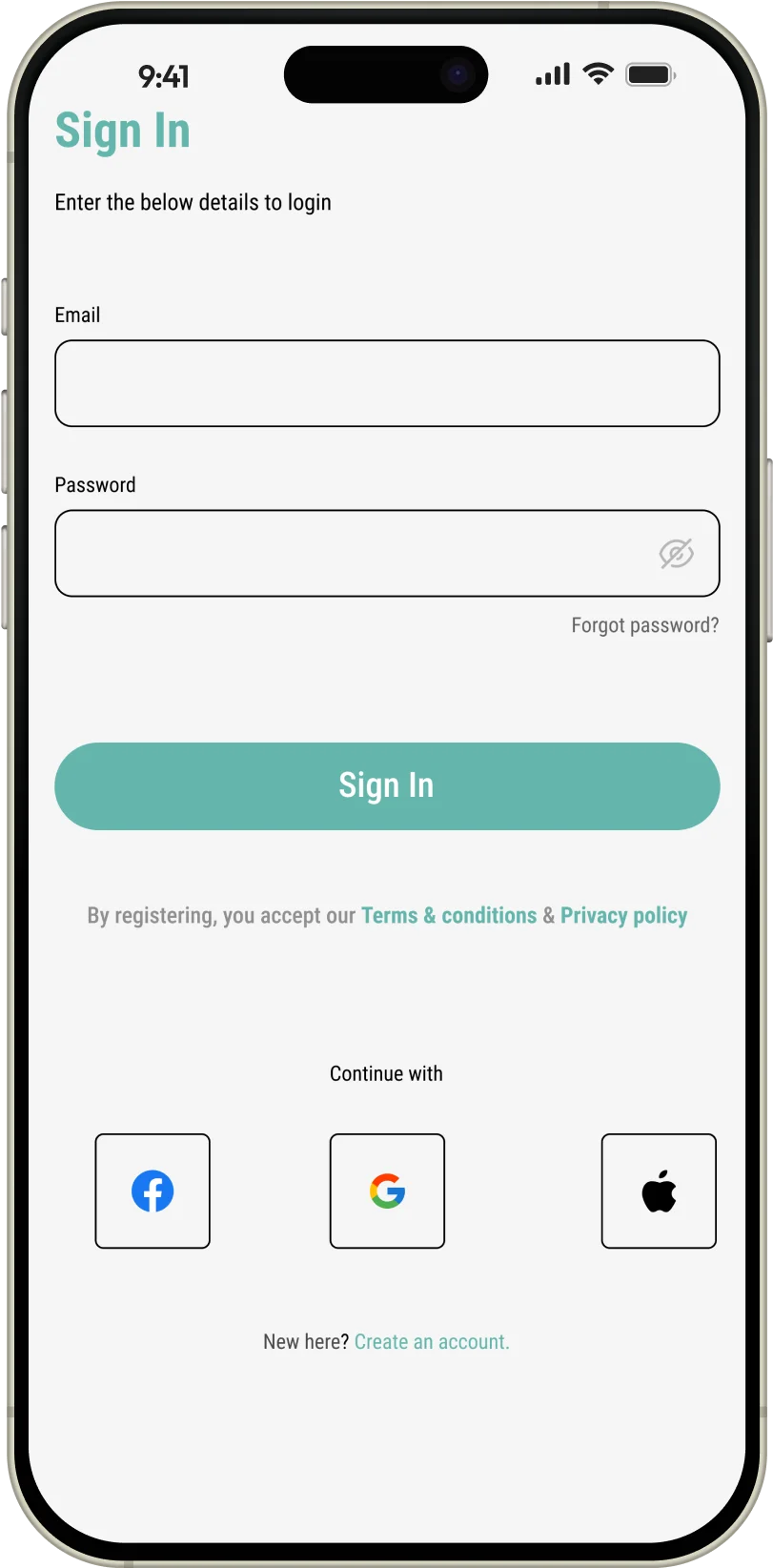 Fitness by Faith by Laken: User login screen with email, password fields and sign-in options
