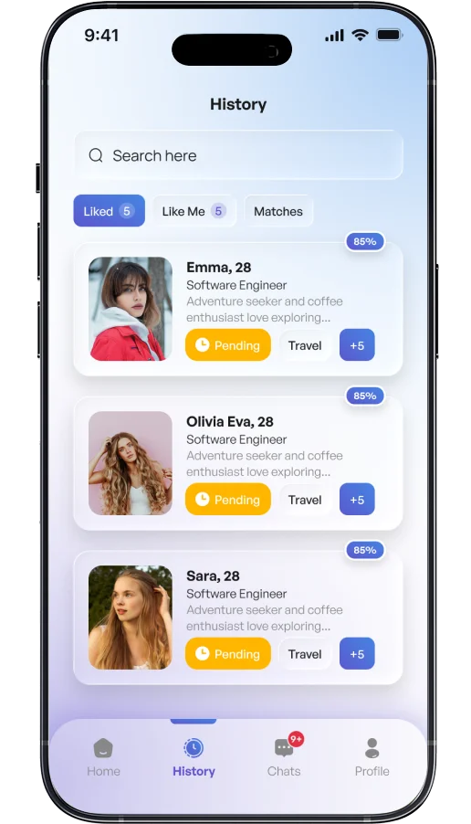 LookAlike Match interaction history screen