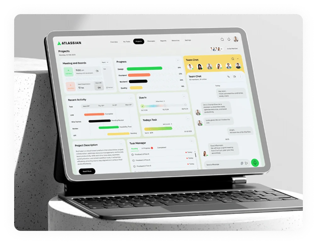 Custom web application development dashboard displaying tailored UI components and business logic workflows