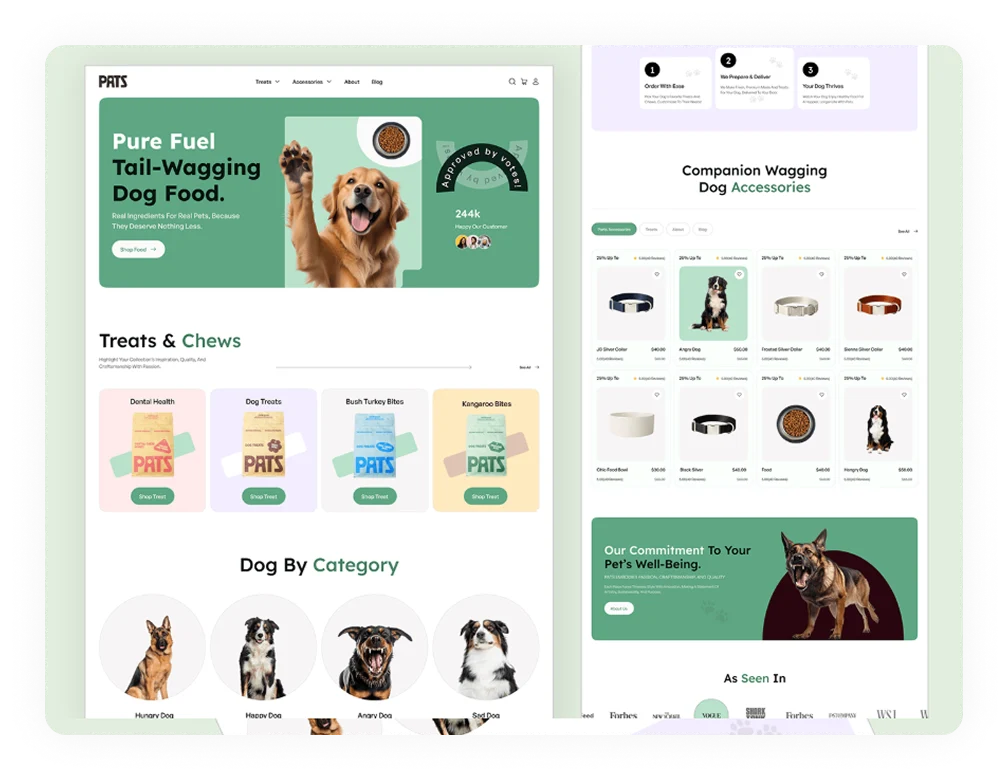 Web app ecommerce dashboard showing product listings, shopping cart, and secure checkout features