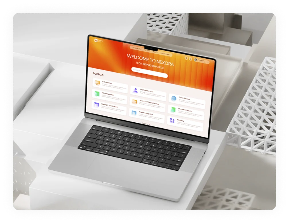Enterprise web app development interface displaying admin controls and business workflow automation features.