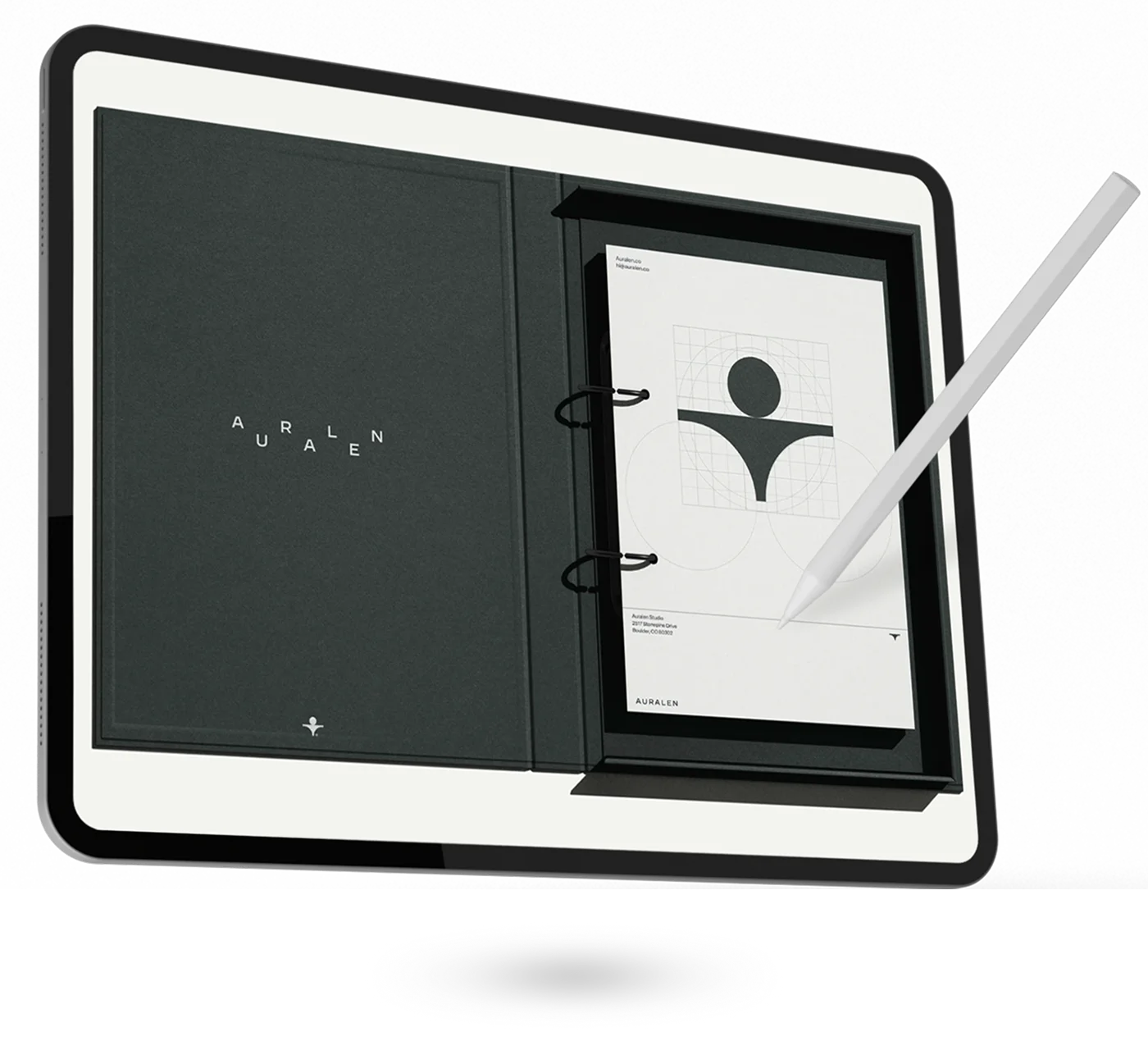 Branding and design showcase for AURLEN featuring minimalist logo presentation and visual identity elements.