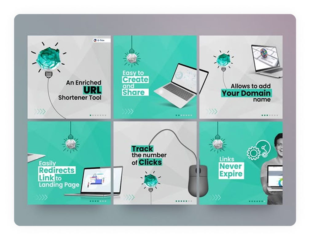 Social media creative agency dashboard displaying campaign visuals and engagement analytics metrics